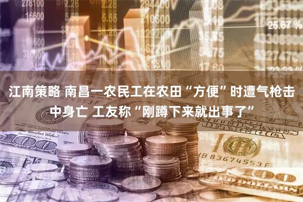 江南策略 南昌一农民工在农田“方便”时遭气枪击中身亡 工友称“刚蹲下来就出事了”