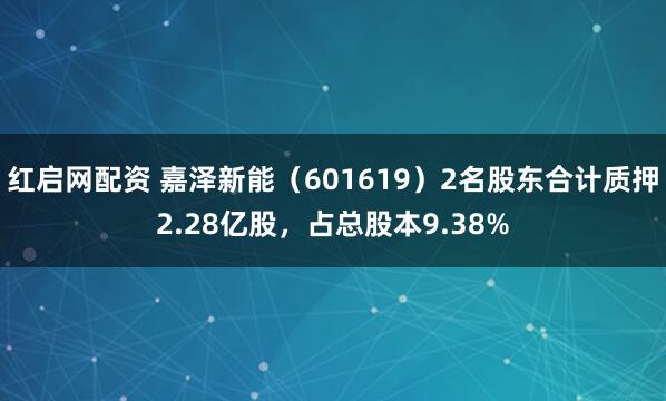 红启网配资 嘉泽新能（601619）2名股东合计质押2.28亿股，占总股本9.38%