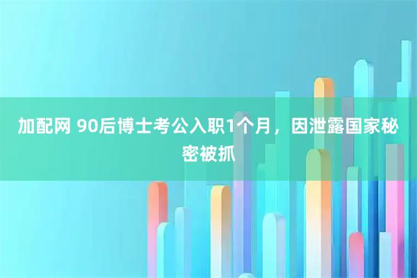 加配网 90后博士考公入职1个月，因泄露国家秘密被抓